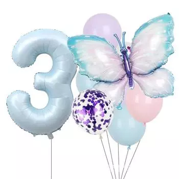 Воздушные шары бабочки для дня рождения, Gracbgreens, набор №1-6, детские, 10 шт.