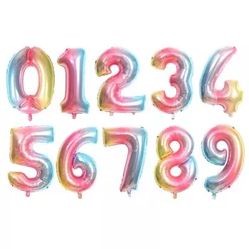 Воздушные шары из фольги DAWN 16/32/40 дюймов радужные, серебряные, золотые 0-9