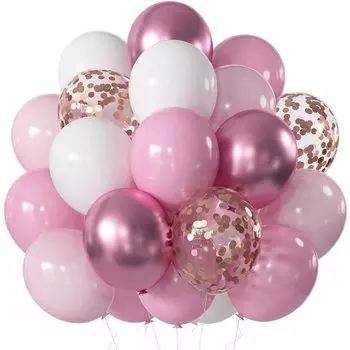 Воздушные шары Surpsea синие белые с конфетти