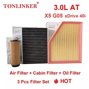Воздушный фильтр TONLINKER, масляный фильтр салона для Bmw X5 G05 xDrive 25d 30d 40d M50d 40i 2018 2019 2020 2021, автомобильные аксессуары