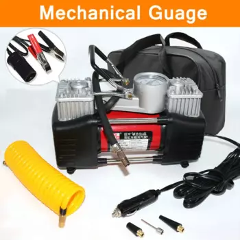 Воздушный насос высокого давления, 12 В, воздушный компрессор для автомобильных шин, домашний насос с двойным цилиндром, механический дисплей