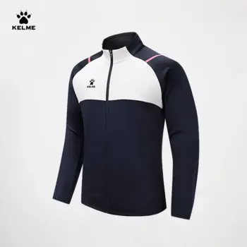 Вязаная Куртка Kelme для тренировок по футболу для мужчин весна 2024 кардиган с воротником-стойкой с принтом спортивное пальто детская спортивная одежда