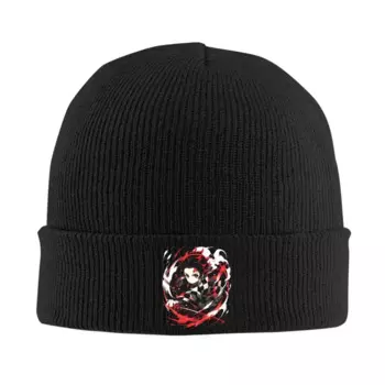 Вязаная шапка Tanjiro Demon Slayer, женские и мужские шапочки Skullies, зимние шапки, теплые шапки в стиле аниме для девочек Nezuko