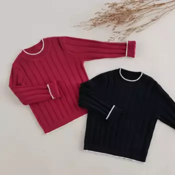 Вязаный хлопковый свитер для девочек, контрастных цветов