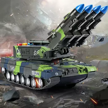 Вращающаяся на 360 ° детская игрушка модель танка Тигр Военная бронированная модель автомобиля Мерцающая светящаяся игрушка подарок для мальчика