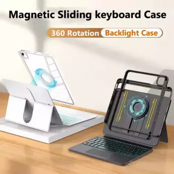 Вращающаяся на 360 Магнитная раздвижная клавиатура для IPad Air 13 11 2024 Air 5 4 10,9 9TH Pro 13 10,2 Air3 клавиатура с подсветкой