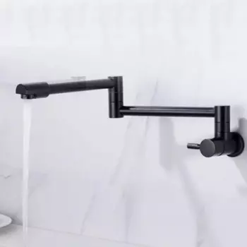 Вращающийся на 360 градусов черный настенный одинарный кран холодной воды из твердой латуни поворотный складной кухонный смеситель для раковины SF505