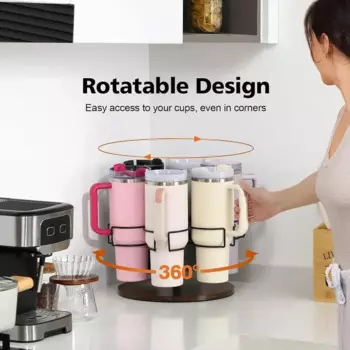 Вращающийся органайзер для бутылок, держатель для бутылок с водой, вращающийся органайзер, 6 отделений, кухонные аксессуары для чашки 40 унций