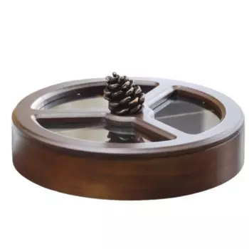 Вращающийся ящик для хранения еды из массива дерева для орехов, бобов, конфет, сухофруктов, закусок, десертов, 2 уровня, съемный разделенный лоток с крышкой