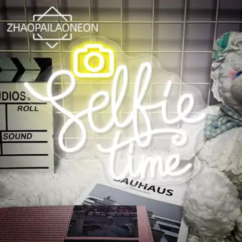 Время для селфи Неоновая вывеска Светодиодные фонари Кафе Бар Клуб Магазин Неоновый свет Настенное художественное украшение Декор комнаты Спальня Светодиодная лампа Подарок на день рождения USB