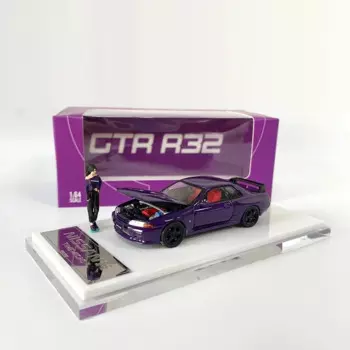 Время Micro 1:64 модель автомобиля GTR32 литье под давлением коллекция автомобилей с открытой крышкой-фиолетовый