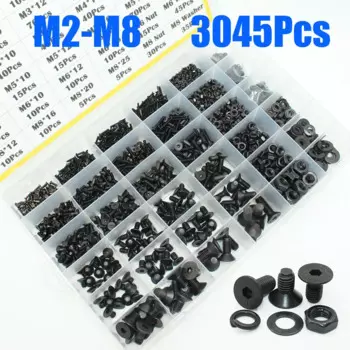 Всего 3045/2545X шестигранный винт M2 M3 M4 M5 M6 M8 Черный класс 10.9 стальная Шестигранная розетка стандартная шайба