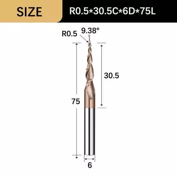 Vsharp 2 канавки коническая шаровая фреза из твердого сплава 3,175-6 мм