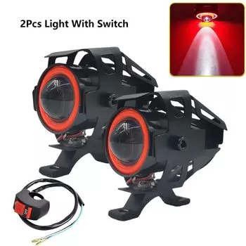 Вспомогательные светодиодные фары «глаза ангела» для мотоцикла, 12 В, мигающие ДХО дальнего действия, дополнительные прожекторы, лампа, противотуманные фары