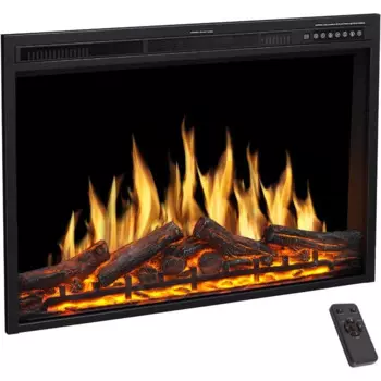 Вставка для электрического камина R.W.FLAME 37 дюймов с регулируемыми цветами пламени, цветами бревен, скоростью и яркостью пламени, дистанционным управлением