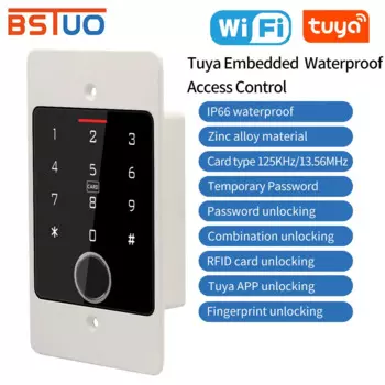 Встраиваемая клавиатура Wi-Fi Tuya для системы контроля доступа, 125 кГц, устройство для чтения карт EM, водонепроницаемый Автономный контроллер доступа, металлическая клавиатура