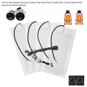 Встроенный обогреватель автомобильного сиденья 12 В, универсальные грелки из углеродного волокна, 3 уровня, двойной круглый переключатель управления с жгутом, как зимняя грелка