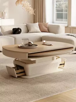 Встроенный журнальный столик и обеденный стол с подъемной каменной панелью