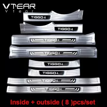 Vtear для Защитные чехлы для сидений, сшитые специально для Черри Тигго 4 край двери педаль подоконника украшения внешняя отделка интерьера Стайлинг рамка Автомобильные аксессуары Молдинги часть 2020