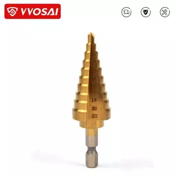 VVOSAI Спиральные сверла ступенчатые HSS 4-22 мм