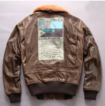 ВВС полет G1 пилот теплая кожаная куртка с меховым воротником высококачественная одежда из натуральной коровьей кожи толстая куртка всадника из воловьей кожи