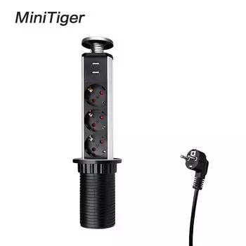 Выдвижная розетка Minitiger 3 гнезда 2 USB