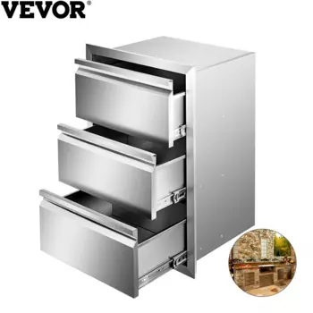 Выдвижной ящик VEVOR для кухни на открытом воздухе, 3 места, ящики для хранения из нержавеющей стали 49x38x67 см, комод для приготовления пищи на открытом воздухе, ярмарки