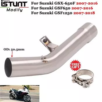 Выхлоп мотоцикла для SUZUKI GSF650 GSX650F 2007-2016 GSF1250 2018 модифицированный интерфейс 51 мм, нержавеющая труба среднего звена