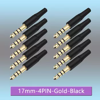 Выход 17 мм/14 мм 3,5 мм стерео 3-полюсный штекер для самостоятельной сборки наушников или используется для ремонта наушников, Золотая/никелевая пластина, 20 шт.