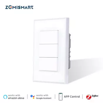 Выключатель света Zemismart Tuya Zigbee, умный выключатель с 3 сетями, с нулевой линией, с голосовым управлением, поддержка Alexa/Google Home