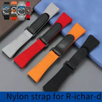 Выпуклый интерфейс, нейлоновый + кожаный ремешок для Raci-n-g Red RM 07-01 RM50 53, мужской браслет на липучке, черный, красный, оранжевый ремешок