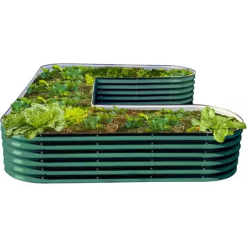 Высокий U-образный поднятый садовый ящик 17 дюймов, металлическая поднятая подстилка для овощей, цветов, большой размер