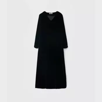 Высокое качество и высокий вид ~ Шелковое бархатное платье трапециевидной формы, весеннее новое платье с длинным рукавом