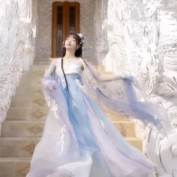 Высокое качество | Китайская традиционная одежда Хань с градиентной вышивкой на груди Ru, женское платье, женское платье