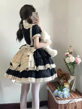 Высокое качество | Милое мягкое женское платье для девочек, милое пышное платье с короткими рукавами и ветром