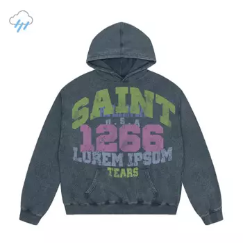 Высокое качество, уличная одежда из 100% хлопка, винтажные потертые серые, черные пуловеры для мужчин и женщин, классическая толстовка с буквенным принтом и логотипом Saint Tears