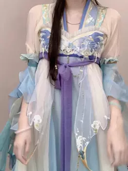 Высокое качество | Женское платье с вышивкой в национальном стиле, женский костюм Хань, длинный весенне-летний костюм