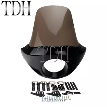 Высокого лобового стекла 5,75 ''мотоциклетная передняя лампа обтекателя маска на фару для Harley Dyna Sportster Street Glide жир Боб Low Rider FXD