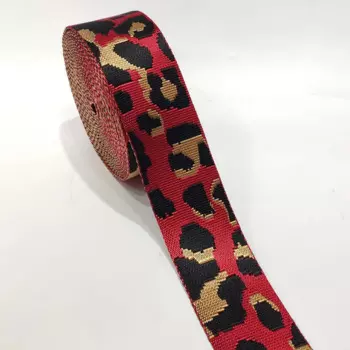 Высококачественная 2-Дюймовая леопардовая жаккардовая тесьма красного цвета фототкань 50 мм