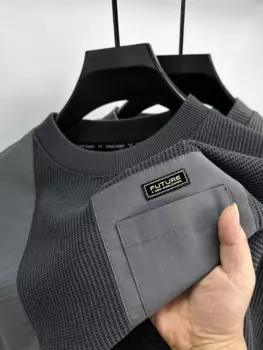 Высококачественная брендовая мужская весенне-осенняя модная новинка в стиле пэчворк деловая повседневная трикотажная модная футболка с длинными рукавами Новые Топы