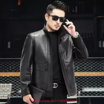 Высококачественная куртка из натуральной кожи, Мужское пальто из овчины, кожаное пальто, мужская деловая короткая куртка