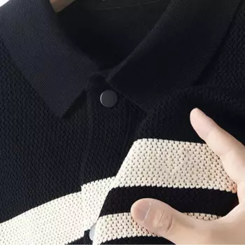 Высококачественная модная новая мужская вязаная куртка 2024, весенне-осенний персонализированный повседневный свитер в контрастную полоску для мужчин