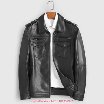 Высококачественная Мужская куртка из натуральной воловьей кожи