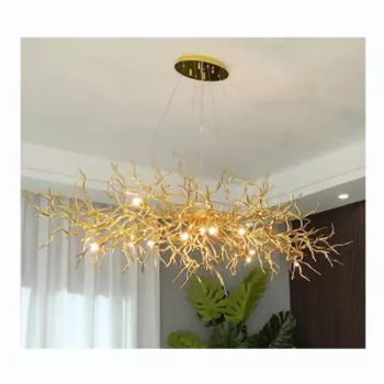 Высококачественная светодиодная лампа, роскошная люстра в виде алюминиевой ветки, Золотая подвесная Потолочная люстра для гостиной, ресторана, виллы