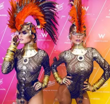 Высококачественная технология, металлическое перо, музыкальный фестиваль, фотография, высокая вилка, костюм ГОГО