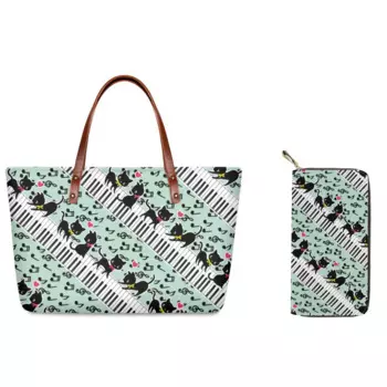 Высококачественная текстурная сумка большой вместимости с пианино-клавишами, музыкальным анимационным котом, комбинированный женский кошелек, новая модная простая сумка