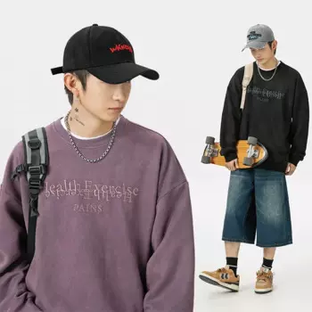 Высококачественная трендовая замшевая толстовка с круглым вырезом и вышивкой алфавита, мужская осенняя новая уличная одежда, свободная верхняя куртка для американской пары