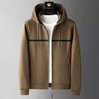 Высококачественная Вязаная Шерстяная мужская повседневная куртка с капюшоном
