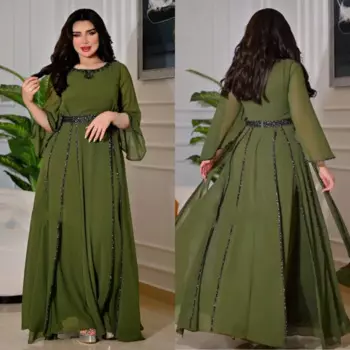 Высококачественное блестящее изысканное атласное платье трапециевидной формы с бисером и круглым вырезом, длинное платье на заказ