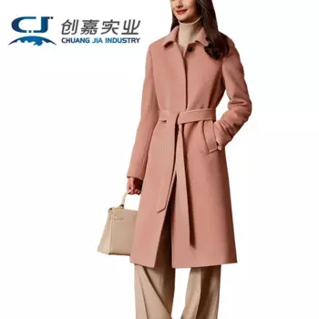 Высококачественное двустороннее кашемировое осенне-зимнее женское пальто абрикосового цвета, длинное шерстяное простое пальто в стиле Хепберн, хорошее качество